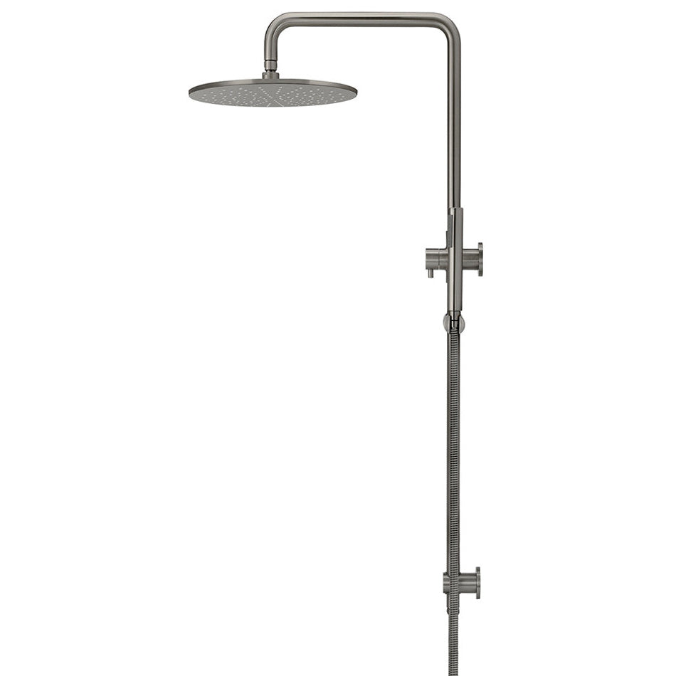 Round Combination Shower Rail 300mm Rose, Single Function Hand Shower - PVD Shadow