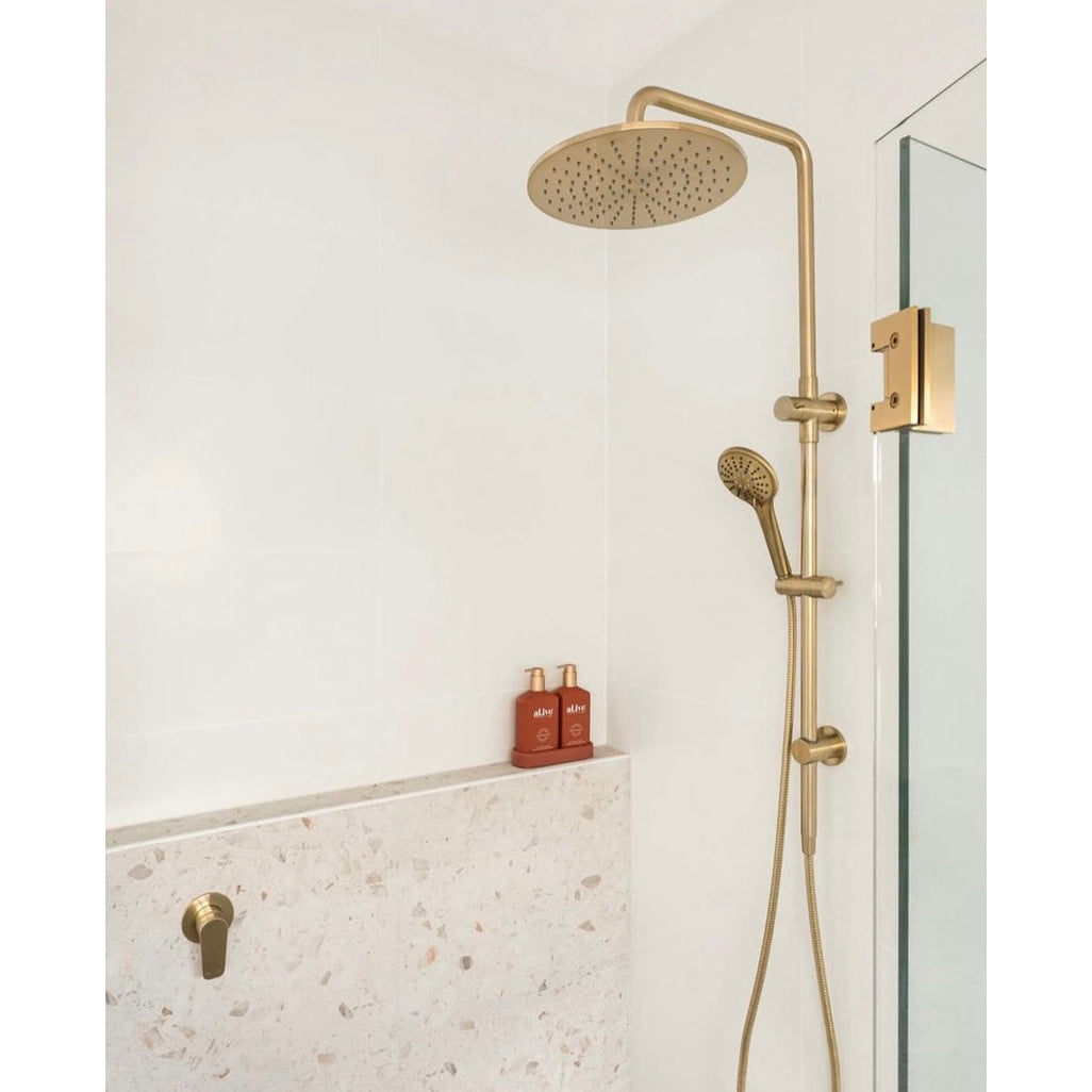 Round Combination Shower Rail 300mm Rose, Three Function Hand Shower - PVD Tiger Bronze