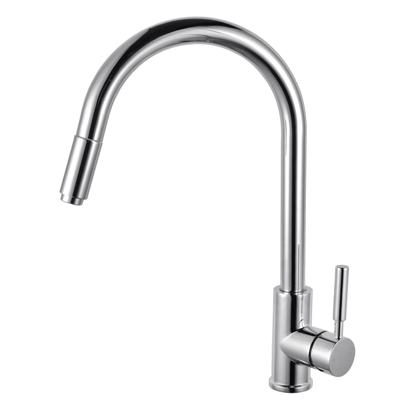Round pull-out kitchen sink mixer tap with retractable nozzle - model 1016.KM-CH1016.KM