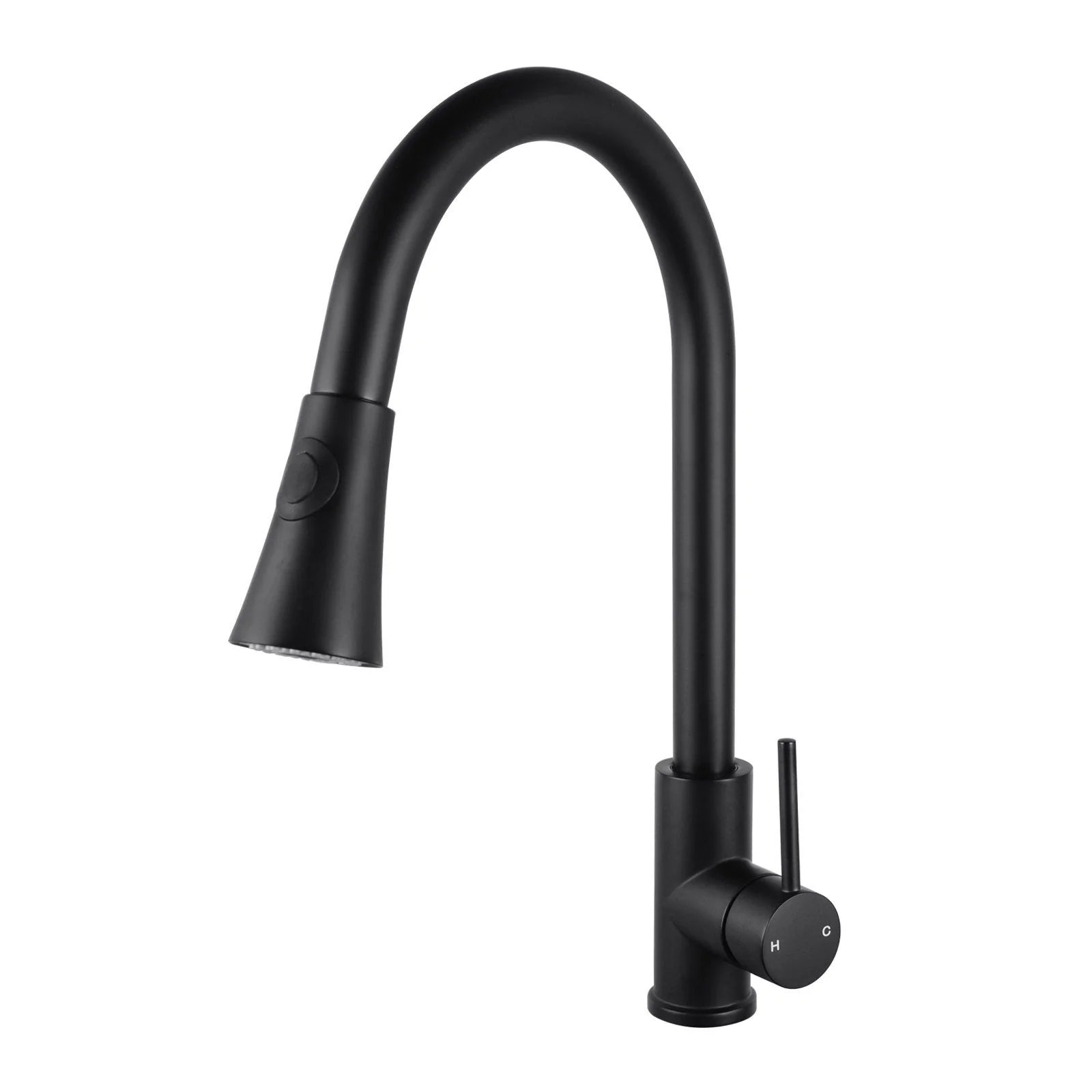 Circular kitchen sink mixer tap with retractable nozzle for versatile use-OX1023.KM
