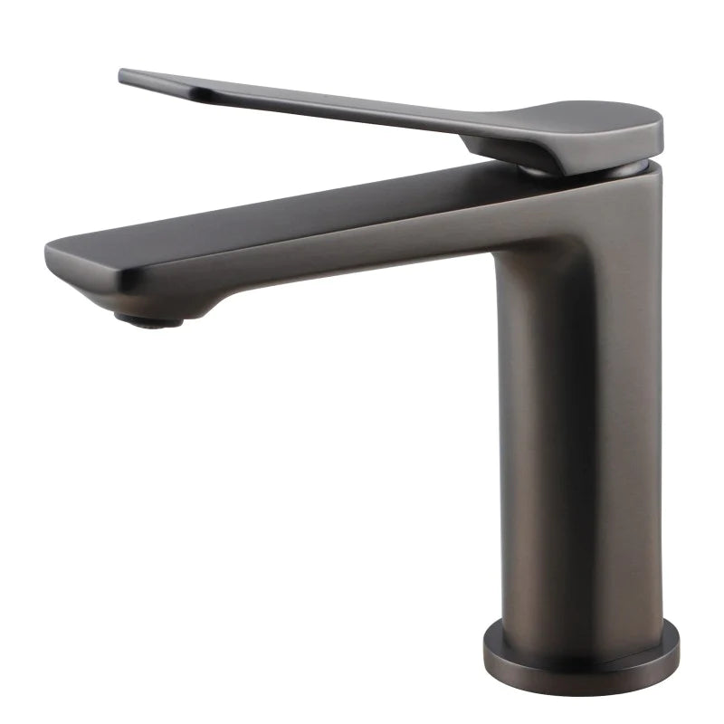 Rushy Brushed Gun Metal Short Basin Mixer: Contemporary and stylish addition to your bathroom-BUGM0128.BM