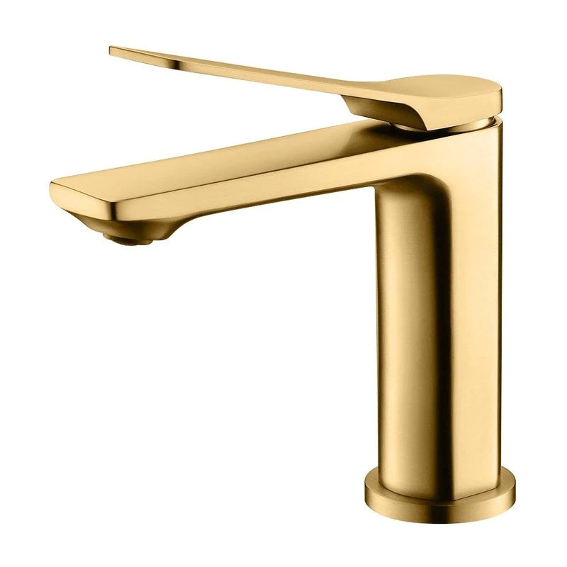Rushy Brushed Yellow Gold Basin Mixer: Elegant and modern addition to your bathroom decor-BUYG0128.BM