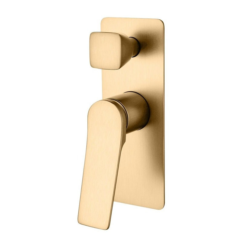 Rushy Series Square Brushed Yellow Gold Wall Mixer With Diverter