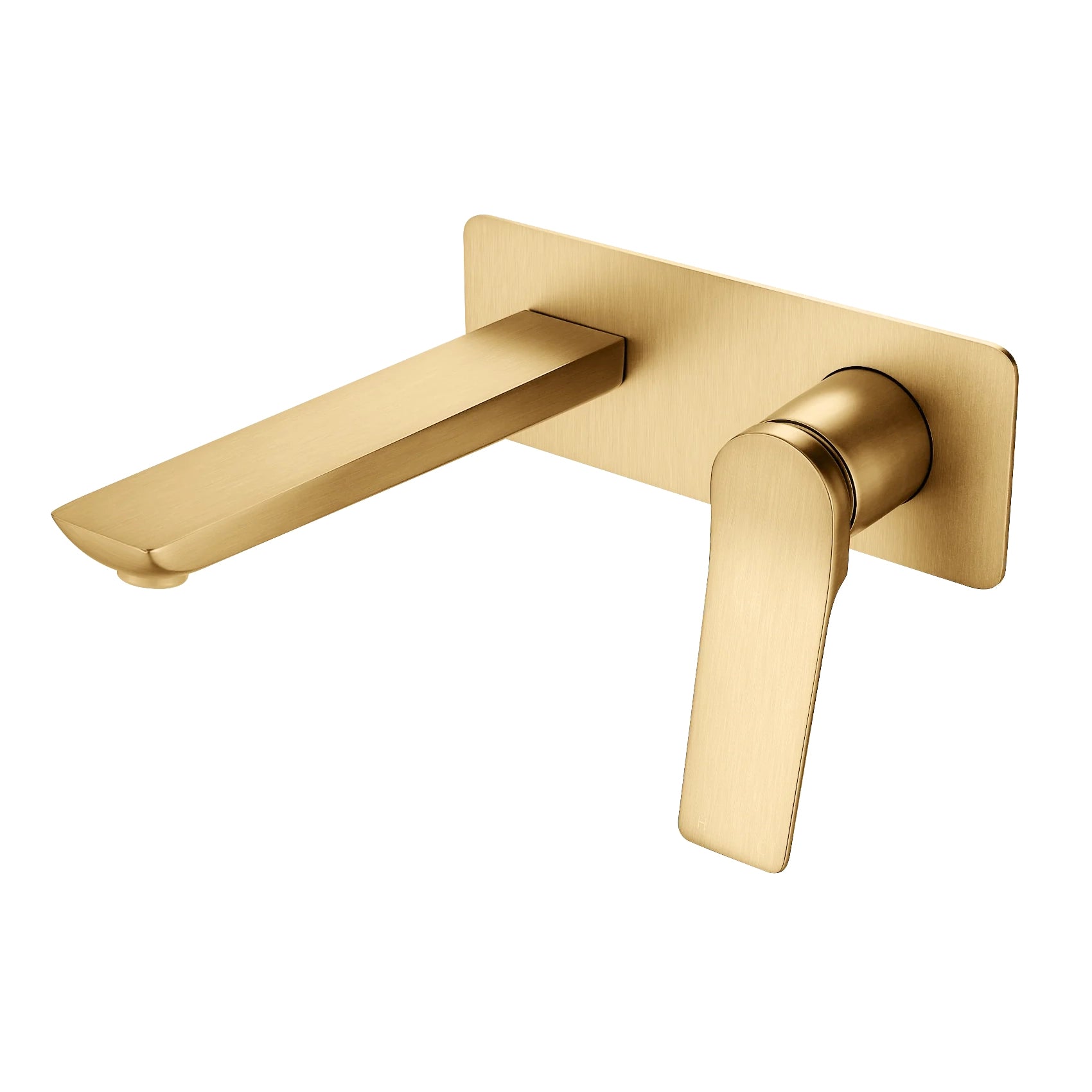 Rushy Series Square brushed yellow gold wall mixer with spout in Color Up design, featuring an extension for added convenience-BUYG0153-2-EX.BM