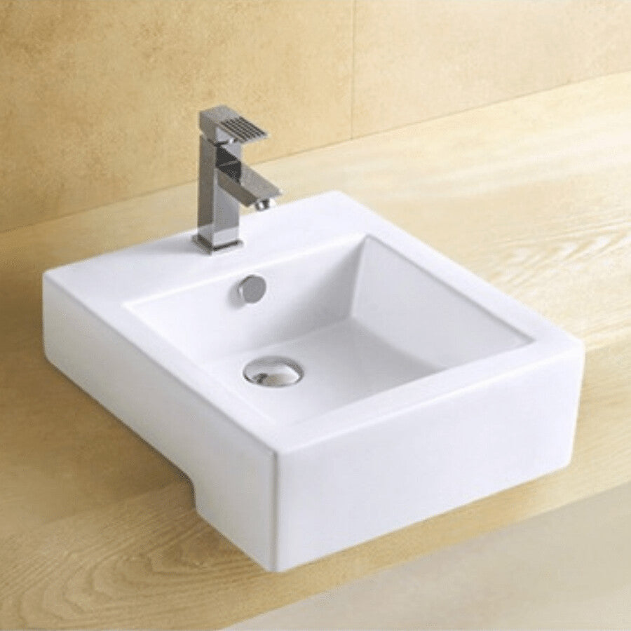 Semi Recessed Ceramic Basin 129 - Elegant Bathroom Fixture SM-129B