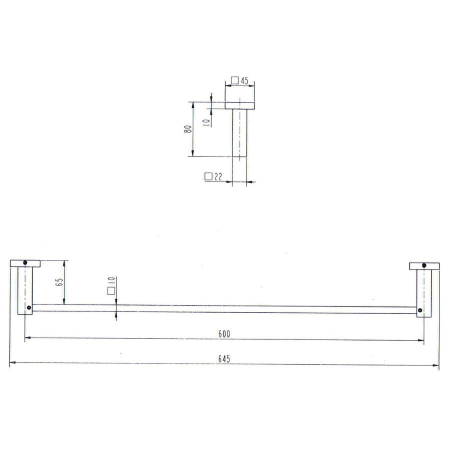 Square Single Towel Rail - Stylish Bathroom Accessory SM-300724