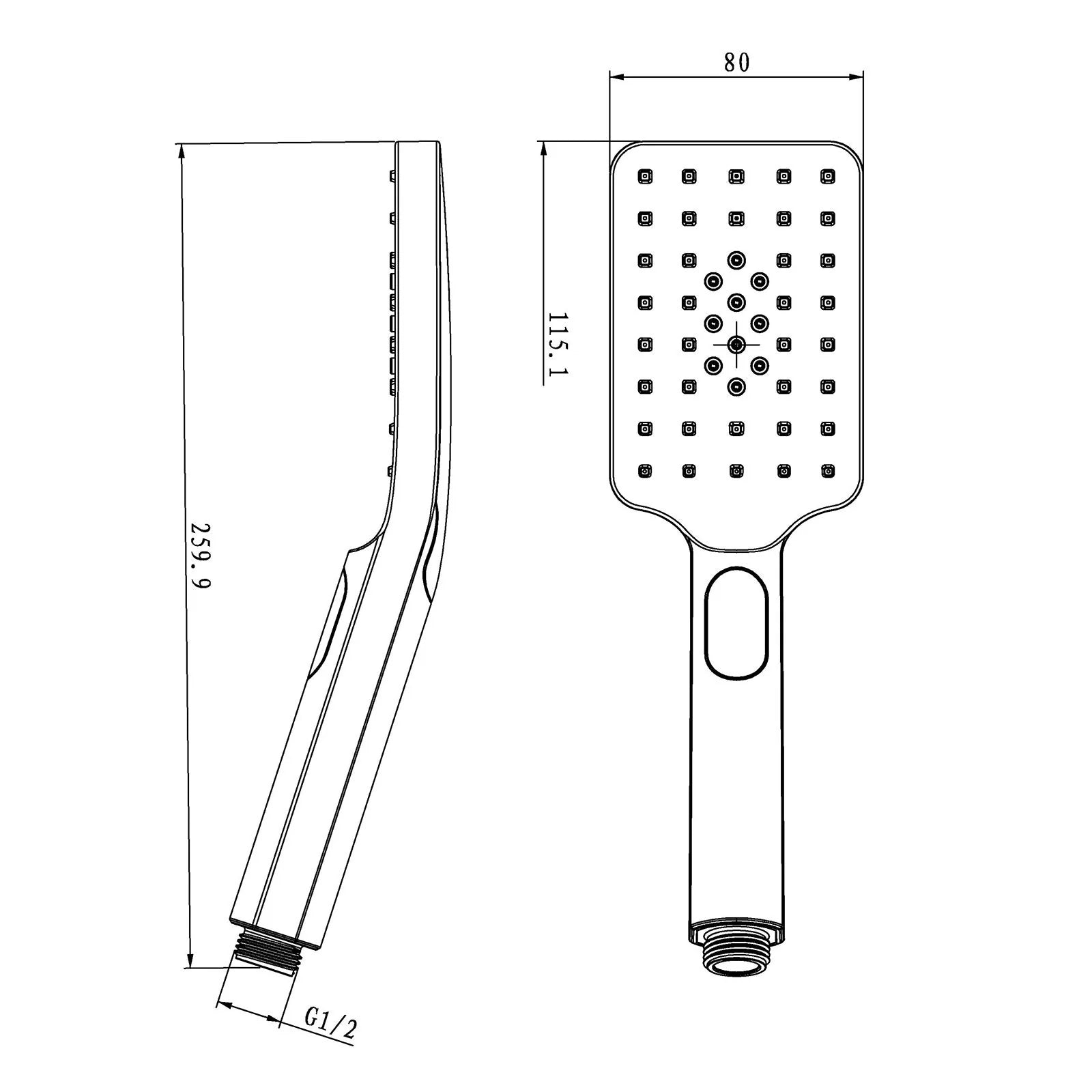 Square 3-Function Rainfall Shower Head: Handheld Design-CH-S8.HHS-Chrome