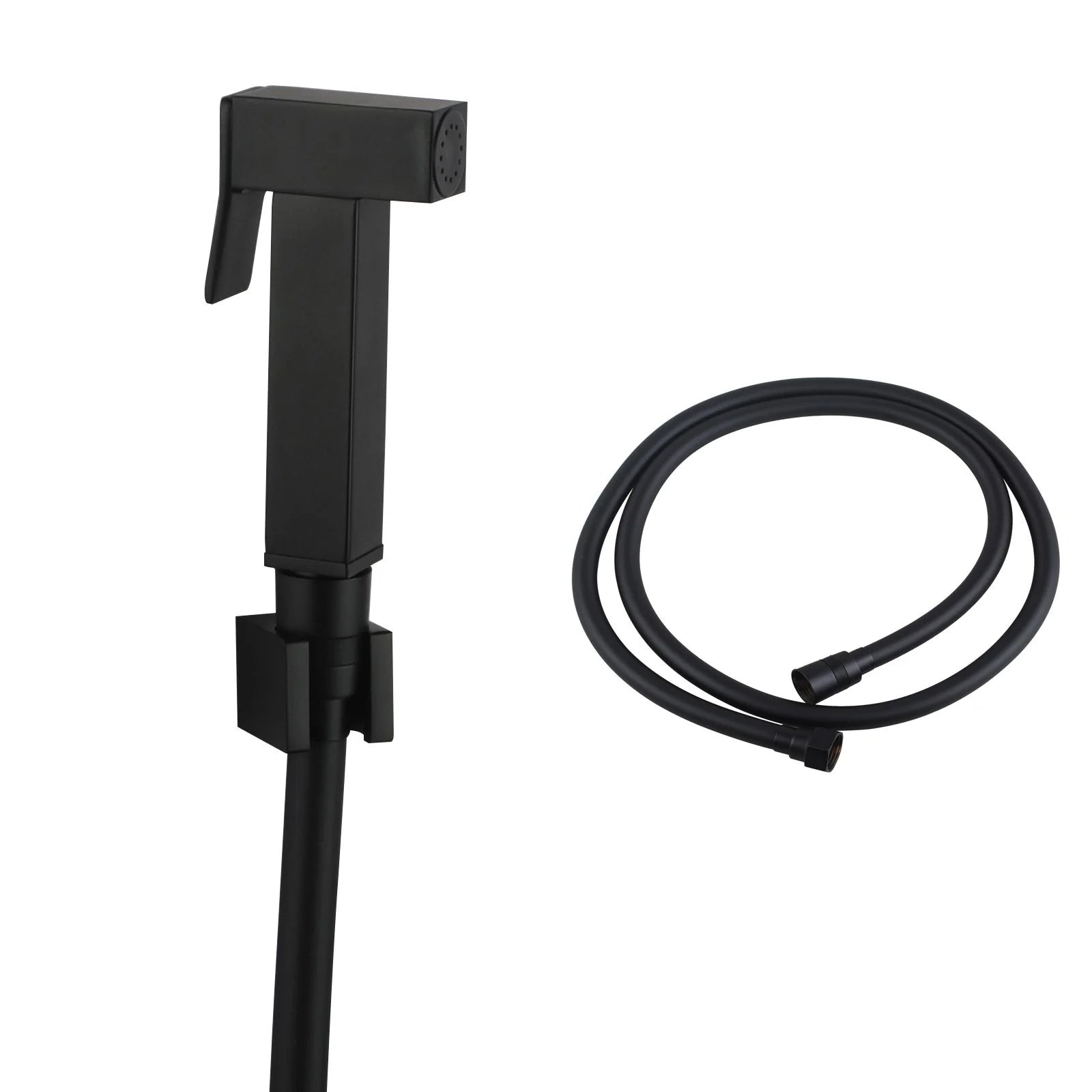 Square Brass Bidet Spray Kit with 1.2m PVC Hose: Compact and Durable-OX0009E.SH-Black