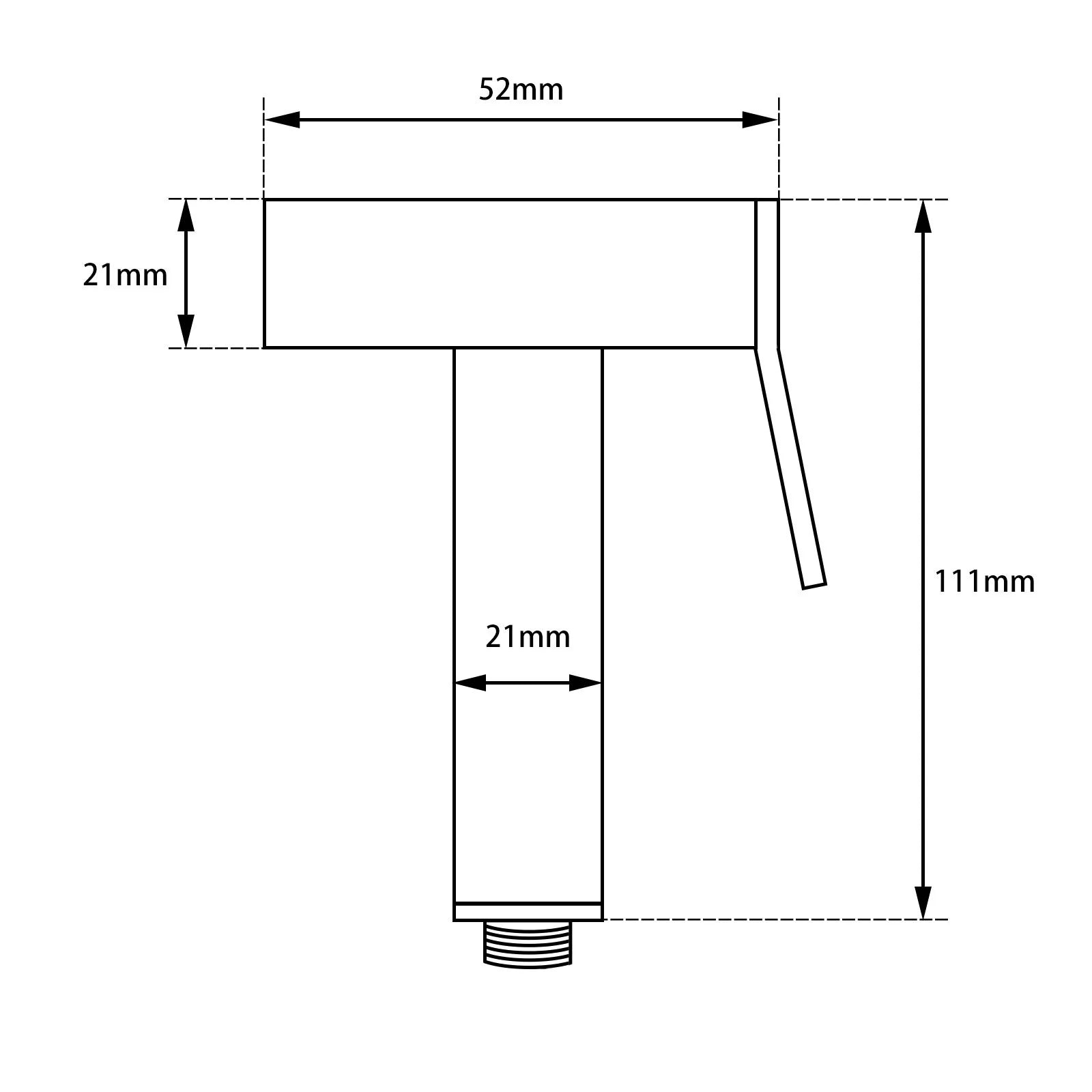 Square Brass Bidet Spray Kit with 1.2m PVC Hose: Compact and Durable-CH0009E.SH-Chrome