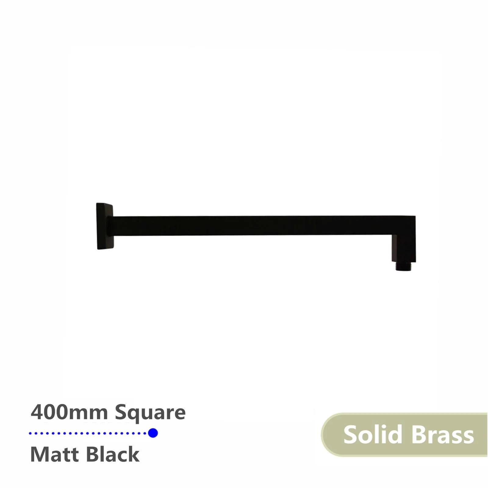 Square Brass Shower Arm: 400mm wall-Mounted-OX0104.SA-Matte Black