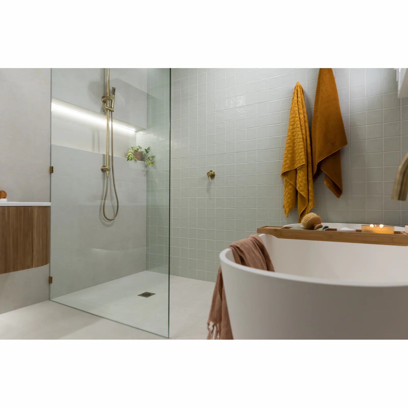 Square Floor Grate Shower Drain 100mm outlet - PVD Tiger Bronze