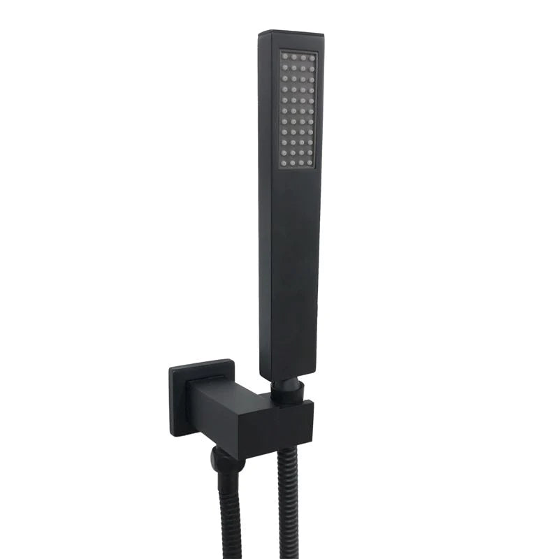 Square Hand-Held Shower Set with Sleek Design and Versatile Functionality-Black-OX2127-SH-N+OX-S5-HHS