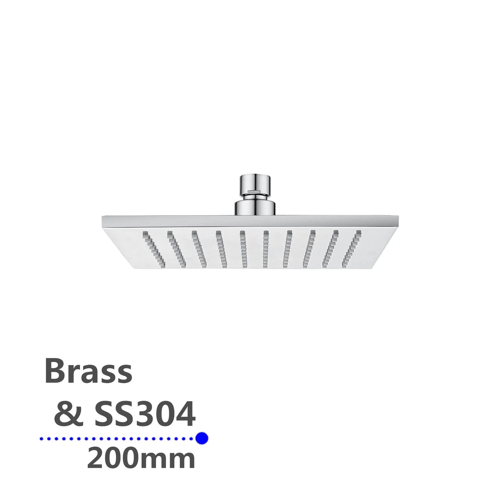 Square brass shower head: Luxurious Rainfall Design-200mm-Chrome-CH0134.SH
