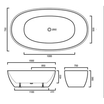 Stella Free Stand Tub - Modern Design MBBT-5-1500