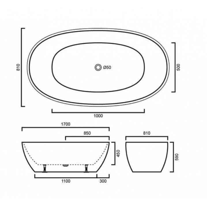 Stella Free Stand Tub - Modern Design MBBT-5-1700