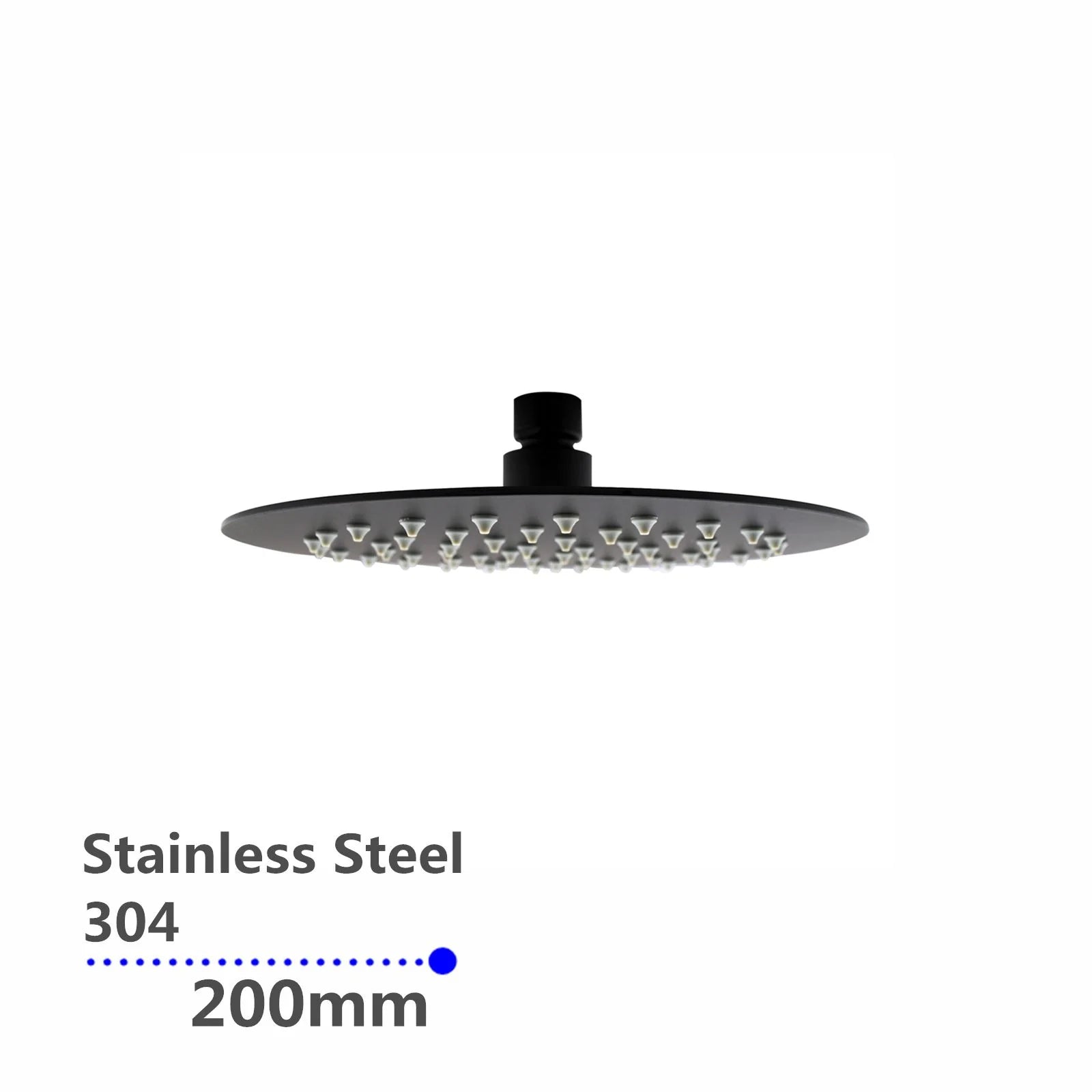 Super-Slim Round Rainfall Shower Head: Sleek Design, Wide Coverage-200mm-Matte Black-OX0119.SH