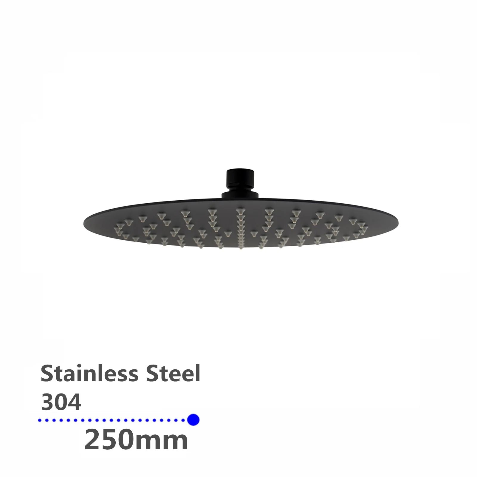 Super-Slim Round Rainfall Shower Head: Sleek Design, Wide Coverage-250mm-Matte Black-OX0007.SH