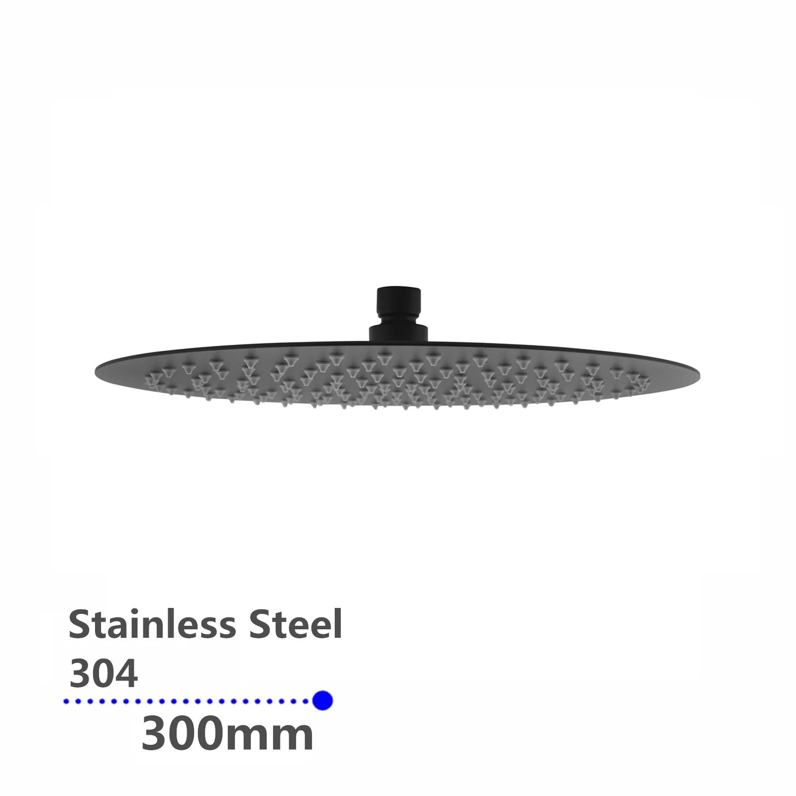 Super-Slim Round Rainfall Shower Head: Sleek Design, Wide Coverage-300mm-Matte Black-OX0008.SH