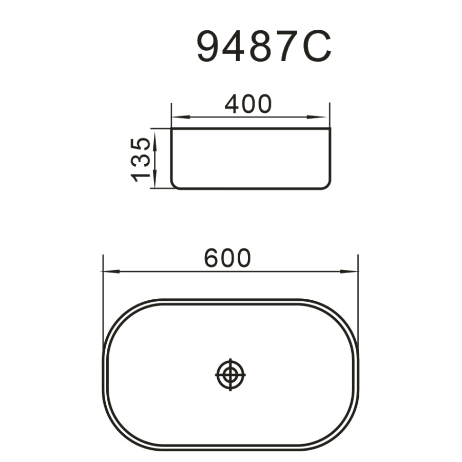 Striking and Modern Design Basin: Top Counter Ceramic YJ9487C, Size