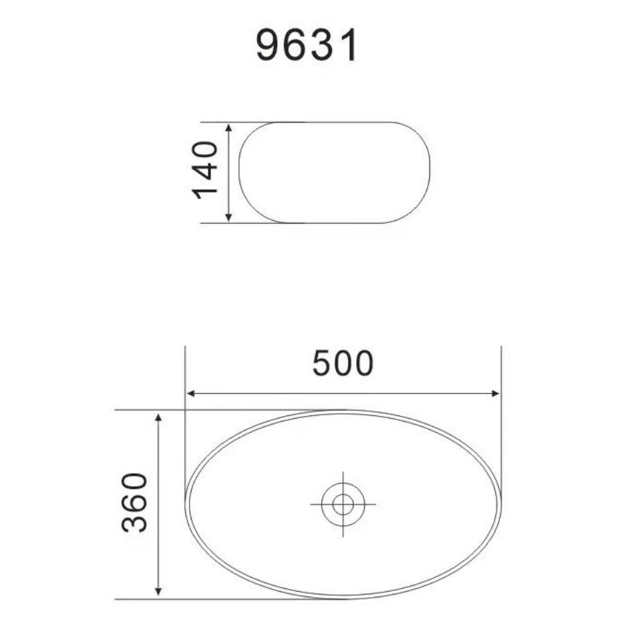 Top Counter Ceramic Basin YJ9631 - Modern and Durable Bathroom Upgrade, Size