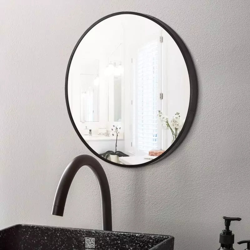 Chic Round Black Aluminum Wall Mirror For Modern And Stylish Interiors - T-800MRB