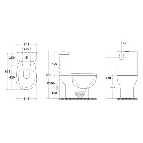 Zion Close Coupled Toilet Suite: A Sleek and Modern Bathroom Fixture-Gloss White-KDK009C/KDK009P
