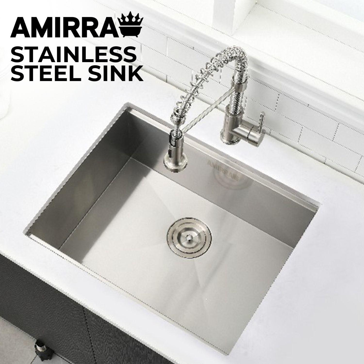 AMIRRA Kitchen Stainless Steel Sink 600mm x 450mm (Silver)