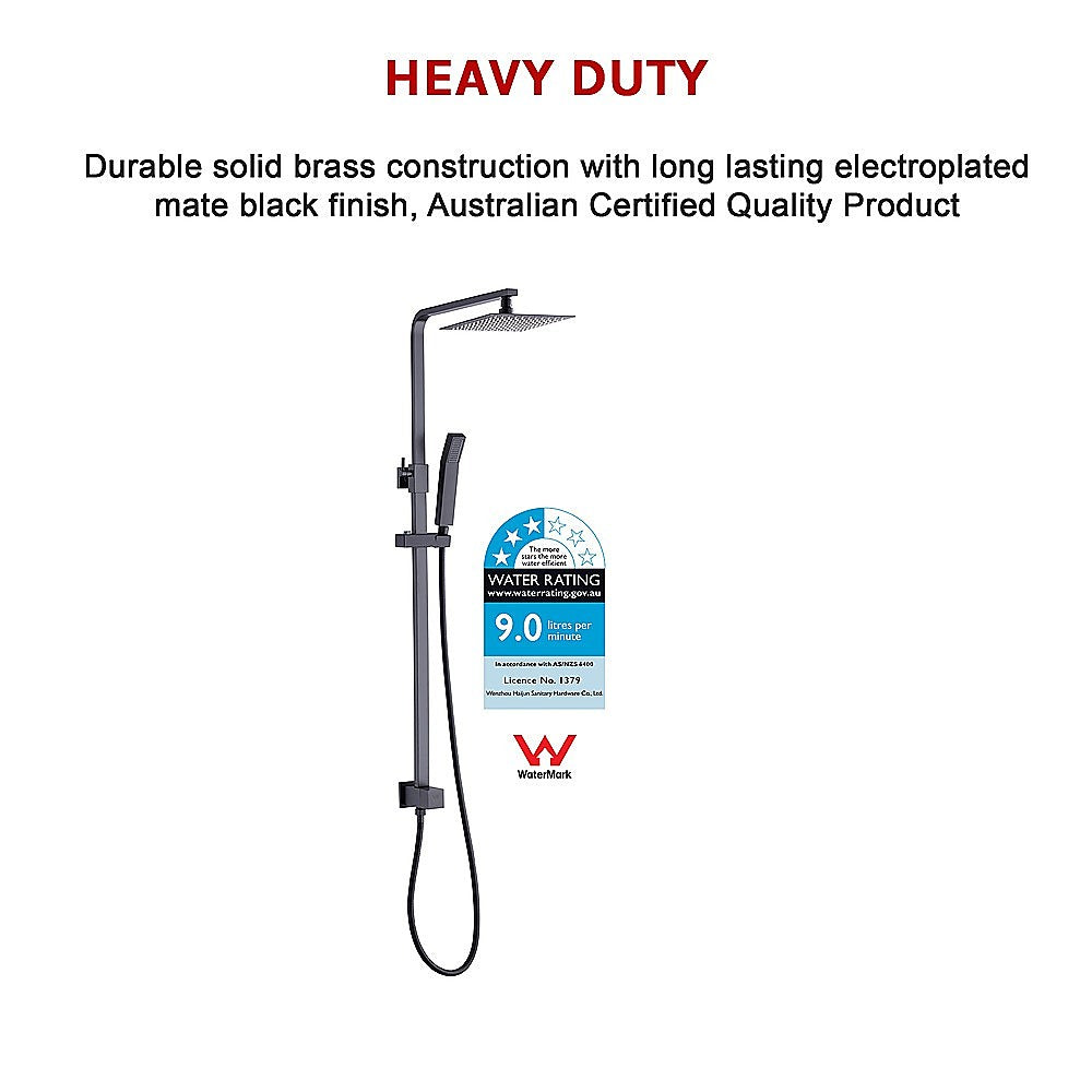 WELS 8" Rain Shower Head Set Square Dual Heads Faucet High Pressure Hand Held